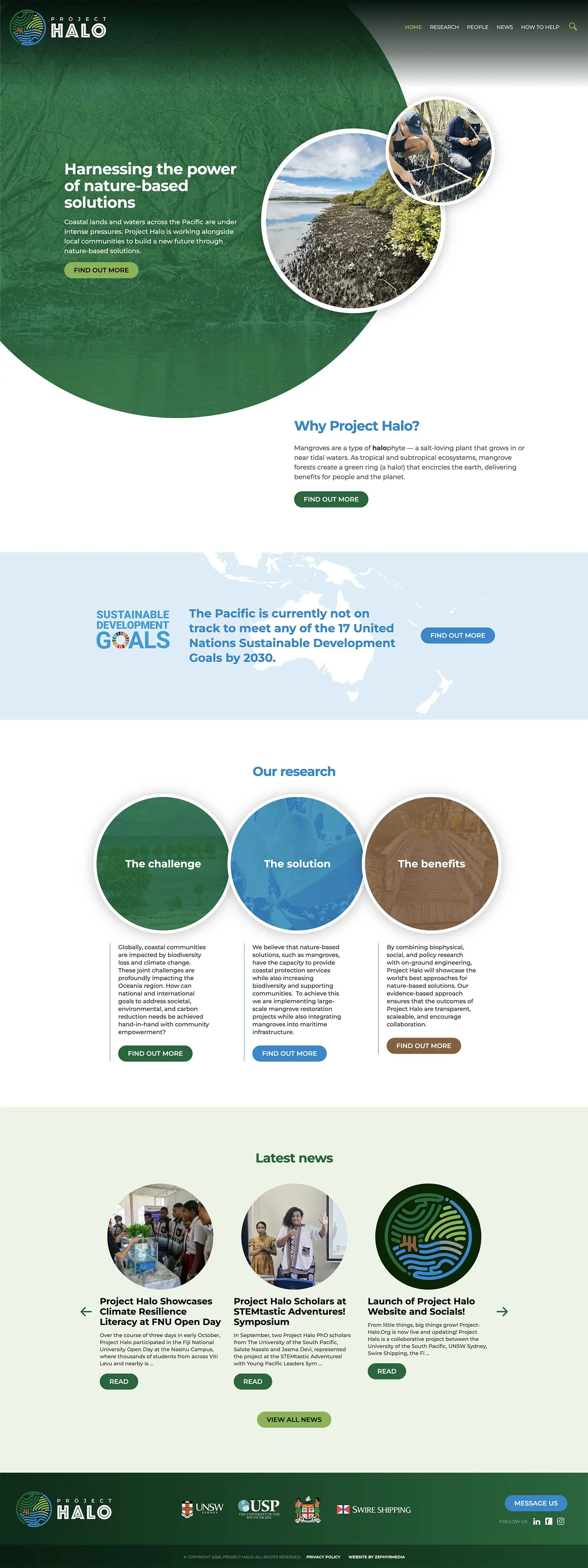Project Halo website design by Zephyrmedia