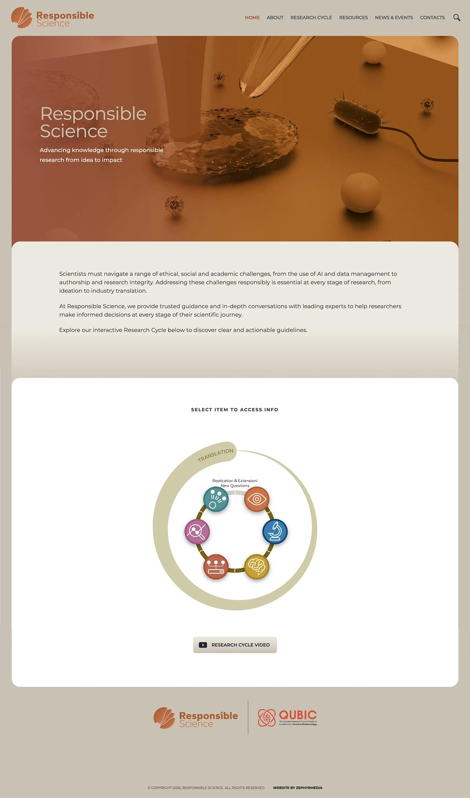 Responsible Science website design and development by Zephyrmedia
